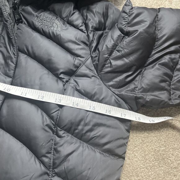 North Face Down Puffer Parka Jacket Womens XS 600 Fill Dark Gray Removeable Hood - Picture 5 of 7